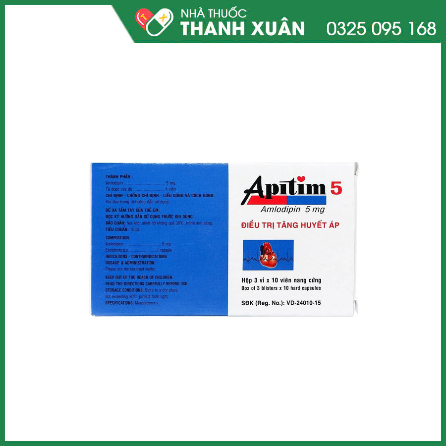 Apitim 5 thuốc điều trị tăng huyết áp và đau thắt ngực